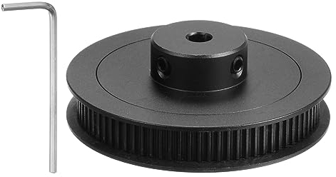 sourcing map 2GT Umlenkrolle 80 Zähne 5mm Bohrung 55mm Durchmesser Aluminum Zahnriemen mit 2mm Sechskant Schlüssel für 6mm Breite Gürtel 3D Drucker CNC Maschine Zubehör Schwarz
