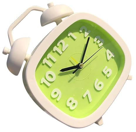 HERCHR Wecker Für Schwere Schläfer, Doppelglockenwecker, Lauter Wecker, Retro-Kinderwecker, Batteriebetriebene Wecker Für Schlafzimmer(Grün)