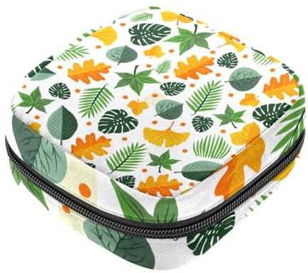 RODAILYCAY Damenbinden Aufbewahrungsbeutel für Frauen, große Kapazität, Menstruationspad-Tasche, Herbstblätter, Menstruationstaschen, Tampon-Sammelhalter, Geldbörse