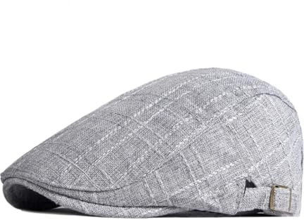YUECIBAI Barett Baskenmützen Für Herren Vintage Beret Hut Für Männer Frauen Herring Bone Cap Atmungsaktiv Plaid Flat Mütze Enten Schnabel Hut Einstellbar 55 To59 Cm3 Einstellbare Grau