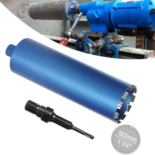 Couronne de forage diamantée pour carotteuse incl. Turbo 10 mm, L 460 mm | Ø 102 mm | Adaptateur SDS-PLUS | 1 ¼ pouces UNC | Couronne de forage sèche et humide pour béton, granit, marbre, pierre