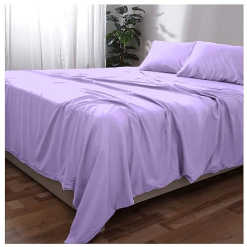 Novo Home King Bed Sheet Set (Lilac) – Soft Brushed Microfiber Bedding with Flat Sheet, Fitted Sheet & Pillowcases – Deep Pocket, Fade Resistant, Easy Care