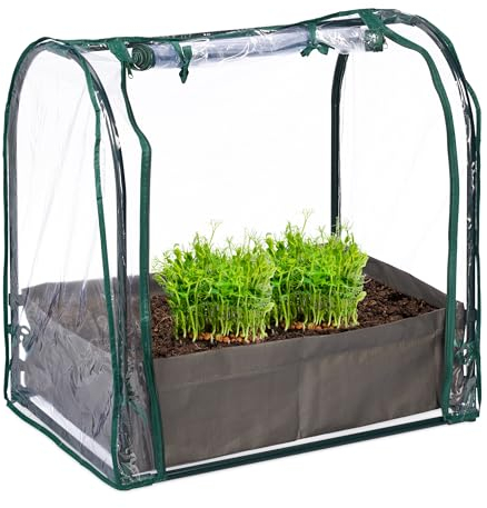 Relaxdays Serra da Balcone e Giardino, Sacco per Piantare, 70x68x50 cm, in PVC, Telaio in Acciaio, Trasparente Verde