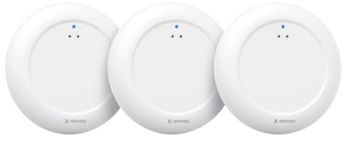 X-Sense Wassermelder WLAN, Smarter Wassermelder, mit App-Warnungen(nur 2.4Ghz), wasserdicht nach IP67, Funk-Wassersensor für Küche, Bad, Keller, SBS50 Basisstation erforderlich, SWS0A, 3er Set