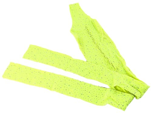 ieron Sexig Fishnet Bodysuit för kvinnor Underkläder Glittrande Strass Långärmad Se Through Nightwear Jumpsuit Fluorescerande gul