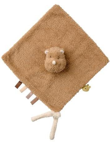 Nattou Schnuffeltuch aus Polyester, Nashorn, Wegbegleiter ab der Geburt, 39 x 39 cm, Teddy, Hellbraun