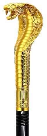 GAGIFT WORLD 106,7 cm großer Metall-Zuhälterstock mit Schlangen-Kunststoffgriff, ägyptischer Stab für Pharao und Kleopatra, Kostüm, faszinierende Cosplay-Requisite für Halloween