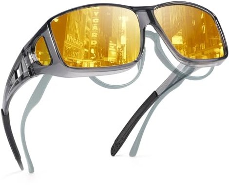 TJUTR Nachtsichtbrille für Nachtfahrten Gelbe Polarisiert Nachtfahrbrille mit Blendschutz für Autofahrer & Brillenträger
