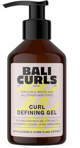 BALI CURLS Gel definidor de rizos - Gel definidor de rizos con extracto de linaza e ylang ylang - Gel vegano para rizos suaves y definidos - Cuidado de los rizos naturales - 150ml
