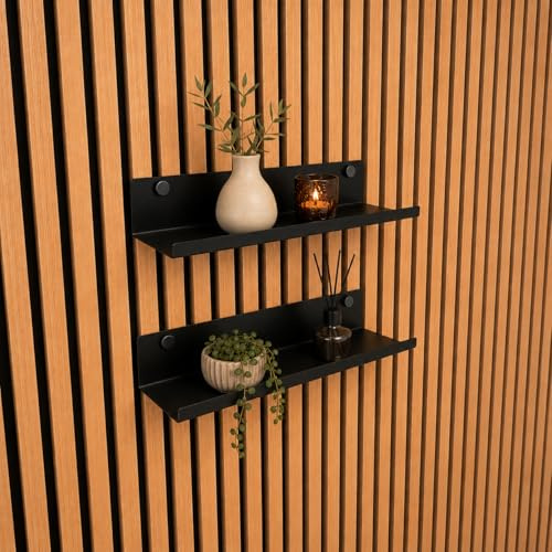 Vleugel Wandregal für Akustikpaneele, 34,4 cm breit, Metall, ohne Bohren, 2-Pack