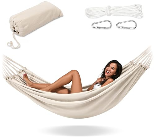 Campela Doppelhängematte Boho für 2 Personen – 200 x 150 cm, 240 kg Tragkraft – Für Garten, Balkon, Camping & Zuhause – Robuste Baumwollmischung, inkl. Tragetasche & Haken