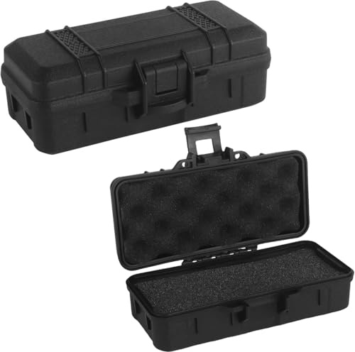 Peminkoo Stoßfeste, wasserdichte Box für den Außenbereich mit Schwammschutzpolstern, Aufbewahrung für Taktische Taschenlampen, Camping-Überlebens-Werkzeugkasten, 15,2 x 6,3 cm (Black)