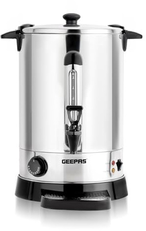 Geepas 7L Electric Catering Urn, 950W Instant Hot Water Boiler Dispenser with Drip Tray, Tea Urn Kettle Home Brewing Commercial or Office Use with Keep Warm, Thermostat Function (Renewed)