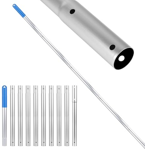 LALAGO Palo Mango Telescópico Aluminio, 10 Secciones 3,4m Palos Ajustable con Clip EZ, Poste Telescópico Aluminio, Poste para Limpieza de Piscinas, Varilla para Limpieza de Piscinas, Palo Extensible