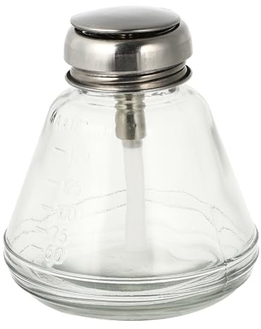 VILLCASE Bottiglia in Vetro da 180Ml per la Pulizia delle Unghie Contenitore Ricaricabile per Liquidi Manicure Dispenser Portatile Pompa Pressabile Resistente e Facile da Trasportare