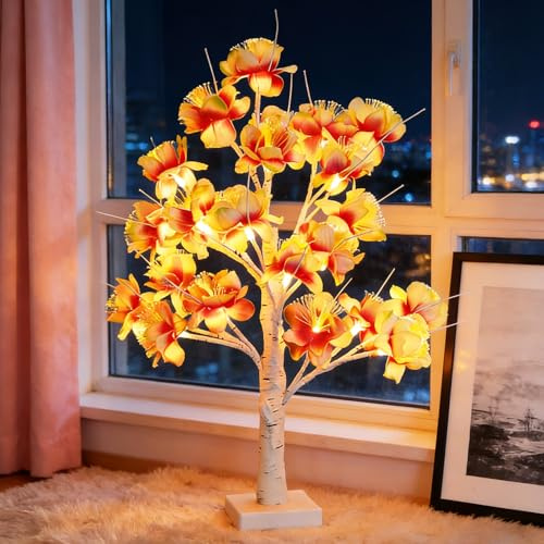 wpdash Lámpara LED de 24 pulgadas con fragancia nocturna para árbol, 3 pilas AA o USB, luz bonsái de mesa, luz ambiental en forma de árbol para sala de estar/vestíbulo, hogar, oficina, spa, sala de