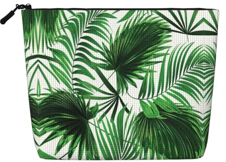 Palm Leaf Fake Hemp Travel Pouch for Women, Large Capacity Cosmetic Bag Daily Use Zippered Organizer