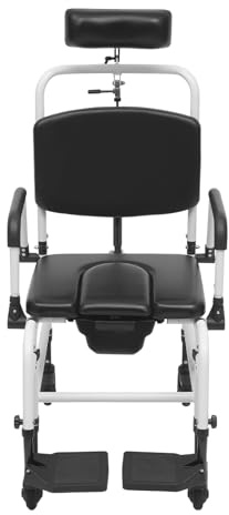 Toilettenrollstuhl mit Rollen fahrbarer duschstuhl 5 Höheneinstellungen Dusch-Toilettenrollstuhle 100kg Tragfähigkeit für senioren