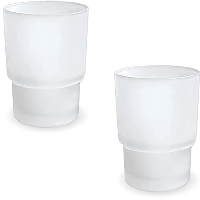 Foonary Zahnputzbecher Set mit 2 Stück, Mattes Glas Zahnbecher, Mattes Design Mundspülbecher，Ersatz für Wandmontierte Zahnputzbecher Halter, Modernes Badezimmer Zubehör für Bad