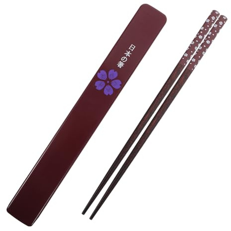 FUOYLOO Juego de Palillos Reutilizables Chinos de Madera Natural con Estuche de Cerezo Rojo, Antideslizantes, Resistentes al Calor y Fáciles de Limpiar, Ideales para Cenas y Preparación