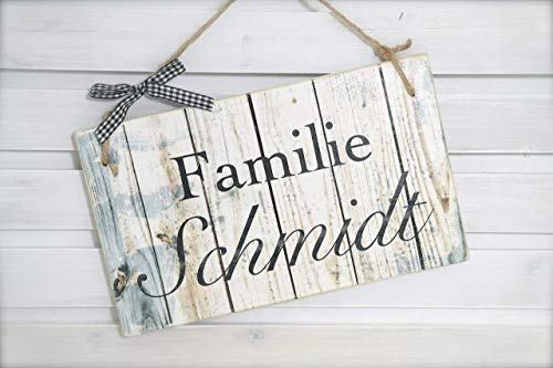 Türschild für die Haustür mit Namen aus Holz, Haustürschild personalisiert, Persönliche Geschenkidee