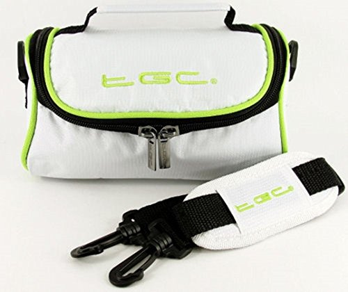 Samsung NX3000, NX mini Camera Case Bag by TGC ® with shoulder strap and Carry Handle (Cool White With Electric Green Trims)