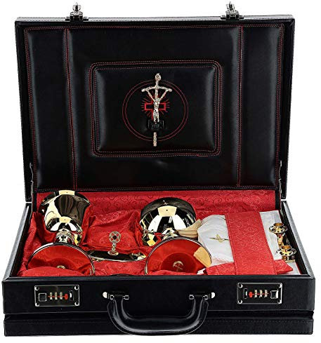 Artificial leather briefcase with combination lock and red satin