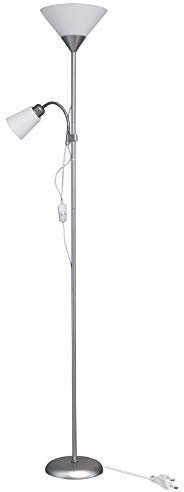 Piantana lampada LED da terra 2 luci E27 braccio flessibile lettura divano 230V