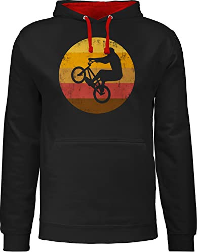 Pullover Herren Frauen Hoodie Kontrast zweifarbig - Fahrrad Bekleidung - Radsport Geschenk BMX Fahrer Geschenk Radfahrer I - M - Schwarz/Rot - radfahren rad pulli bike mtb kapuzenpullover fahrrad-