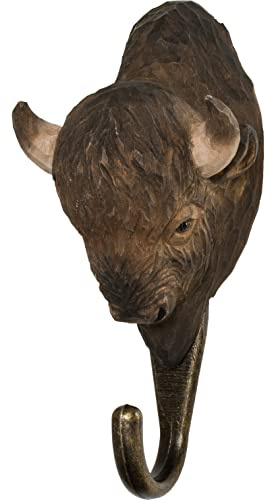 WILDLIFEGARDEN Wildlife Garden WG4543 Haken Bison - Handgeschnitzter Tierhaken aus Holz und Metall - Sammlung Amerikanischer Tiere