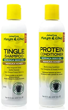 Lot de 2 shampoings et après-shampoing protéinés à la mangue de Jamaïque et au citron vert