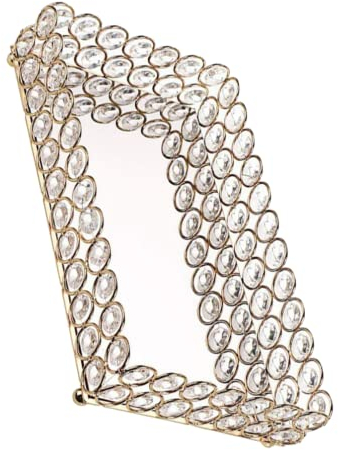 Zerodeko Plateau de Rangement Bijoux Finition Soignée en Cristal Surface Miroir Design Moderne Métal Doré pour Coiffeuse ou Chambre Élégante