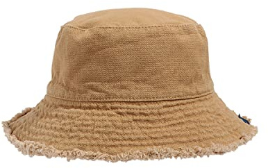 CLAPE Cappello da Pescatore Reversibile Cappello a Secchiello Donna Estate Cappello da Sole per Spiaggia all'Aperto Cotone Bucket Hat Cappello da Pesca Distressed Khaki HJY1