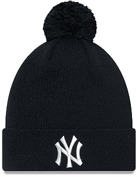 New Era New York Yankees Black MLB metallisk pom dammössa, Beanie-yankee svart #32046, En Storlek