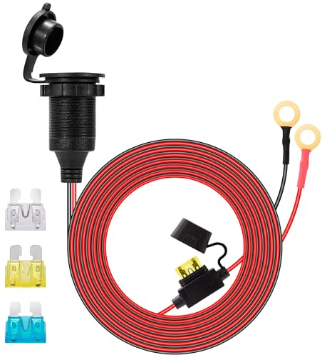 GUNGY Zigarettenanzünder Steckdose mit Verlängerungskabel 3 Meter 14AWG 12V/24V Zigarettenanzünder Buchse Verlängerung Wasserdicht mit 20A Sicherung für Auto Boot Motorrad