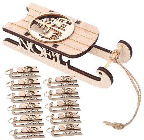 TOPPERFUN 12stücke Teiliges Holz-Schlitten Ornament Für Weihnachtsdekoration Rustikale Holzanhänger Für Kreative Bastelprojekte Für Weihnachtsbaum Und Tischdekoration