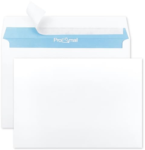 Netuno 50 enveloppes commerciales blanches C6 114 x 162 mm 90g enveloppes postales adhésives avec impression intérieure bleue sans fenêtre enveloppe blanche pour bureau lettres factures documents