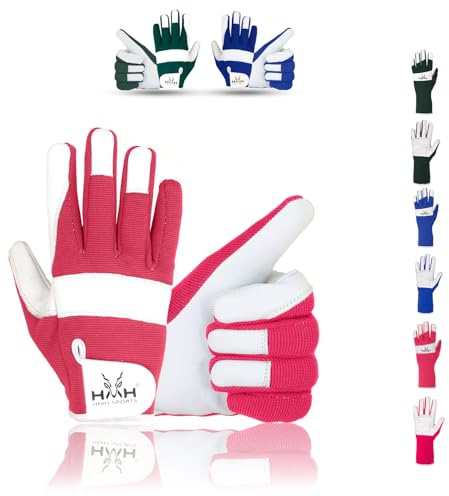 Leder-Gartenhandschuhe für Damen und Herren – robuste Arbeitshandschuhe für Herren und Damen – Sicherheitshandschuhe, Gartenhandschuhe für Damen und Herren (Pink, XL)