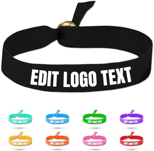Zkgiftsdz Ab Stück Armband Stoff Personalisiert für Event und Partys, Personalisiertes Armband Stoff mit Text und Logo Admission Identification Armbänder, von 5 bis 1000 Stück
