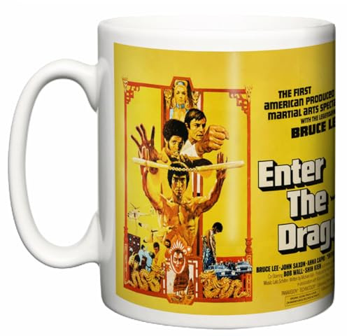 Image is Everything IIE, Enter The Dragon Classic Martial Arts Action Movie Poster and Scene 1973 Bruce Lee John Saxon New 11oz Ceramic Tea Coffee Mug Gift