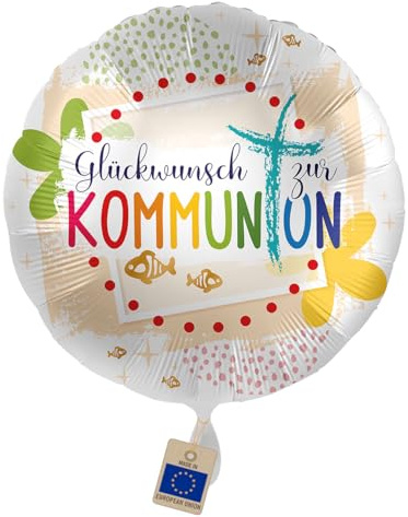 Folienballon Kommunion Glückwunsch Luftballon zur Erstkommunion Junge Mädchen Kinderkommunion Ballon Kommunionsfeier, Made in EU Helium geeignet