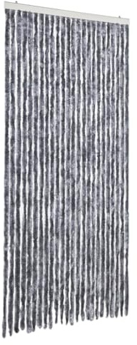 vidaXL Rideau Anti-Mouches, Store Anti-Insectes avec Crochet, Rideau de Porte Longueur et Largeur Réglables, Argenté 100x230 cm Chenille
