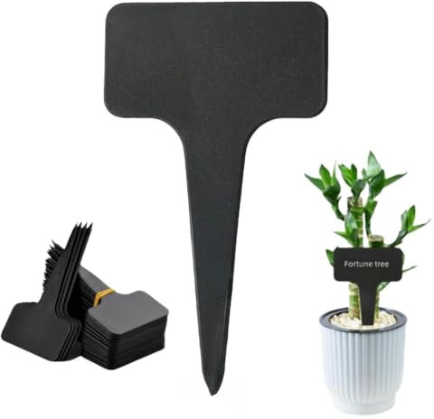 GYWHOOFT 200 Pcs Etichette per Piante,10 x 6 cm Marcatori a T per Piante,per Etichette per Piante da Giardino, Semi Erbe in Vaso(Nero)