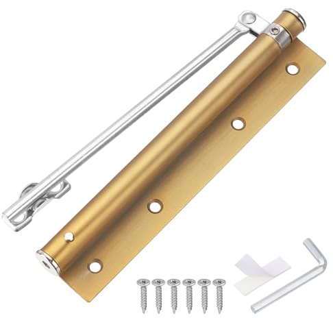 QUARKZMAN Chiudiporta a Molla 195 Mm/7,68, Chiudiporta Automatici Acciaio Inossidabile Velocità Chiusura Regolabile per Porte a Chiusura Automatica 20-40 Kg, Ottone
