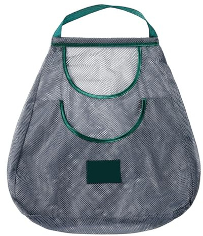 Jenngaoo Hanging Mesh Produce Bag,Multifunctional Reusable Grocery Produce Portable Breathable Mesh Rope Shopping Bag for Onions Potatoes Vegetables Fruits (Small)