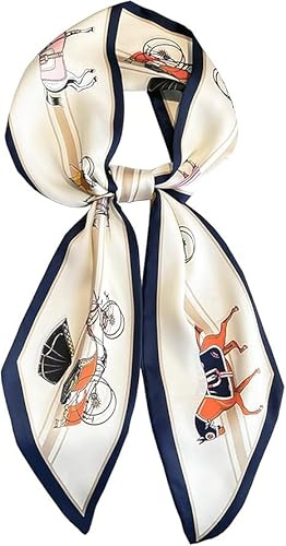 FonVan sidenscarf silkeshårscarf för kvinnor, halsdukar, bandana, satinscarf huvudduk, ventilerande halsdukar för handväskor, accessoarer, tillbehör till handväskor, silkeshalsdukar, Vit häst, one
