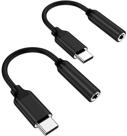 Apple MFi Certified 2 Pack USB C to 3.5mm Jack Adapter, Type C to 3.5mm Headphone Aux Digital Audio Earphone Adaptor for iPhone 17 16 15 Samsung Galaxy Pixel, iPad (Black)