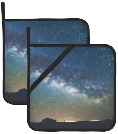 SHuWeiD Starry Night Sky Outer Space Print Pot Holders for Kitchen, Insulated Pot Mat for Lid Removal, Heat Resistant