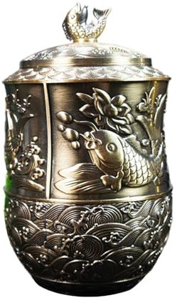 Antiker Teedose mit Deckel, chinesischer Tee-Organizer, Dose für Küchenarbeitsplatten, geprägtes Fischmuster