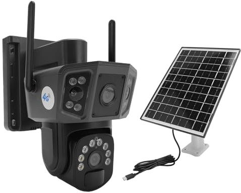 4K Solar Powered Security Camera HD Dual Objektiv Batterieüberwachung Kamera für Zuhause